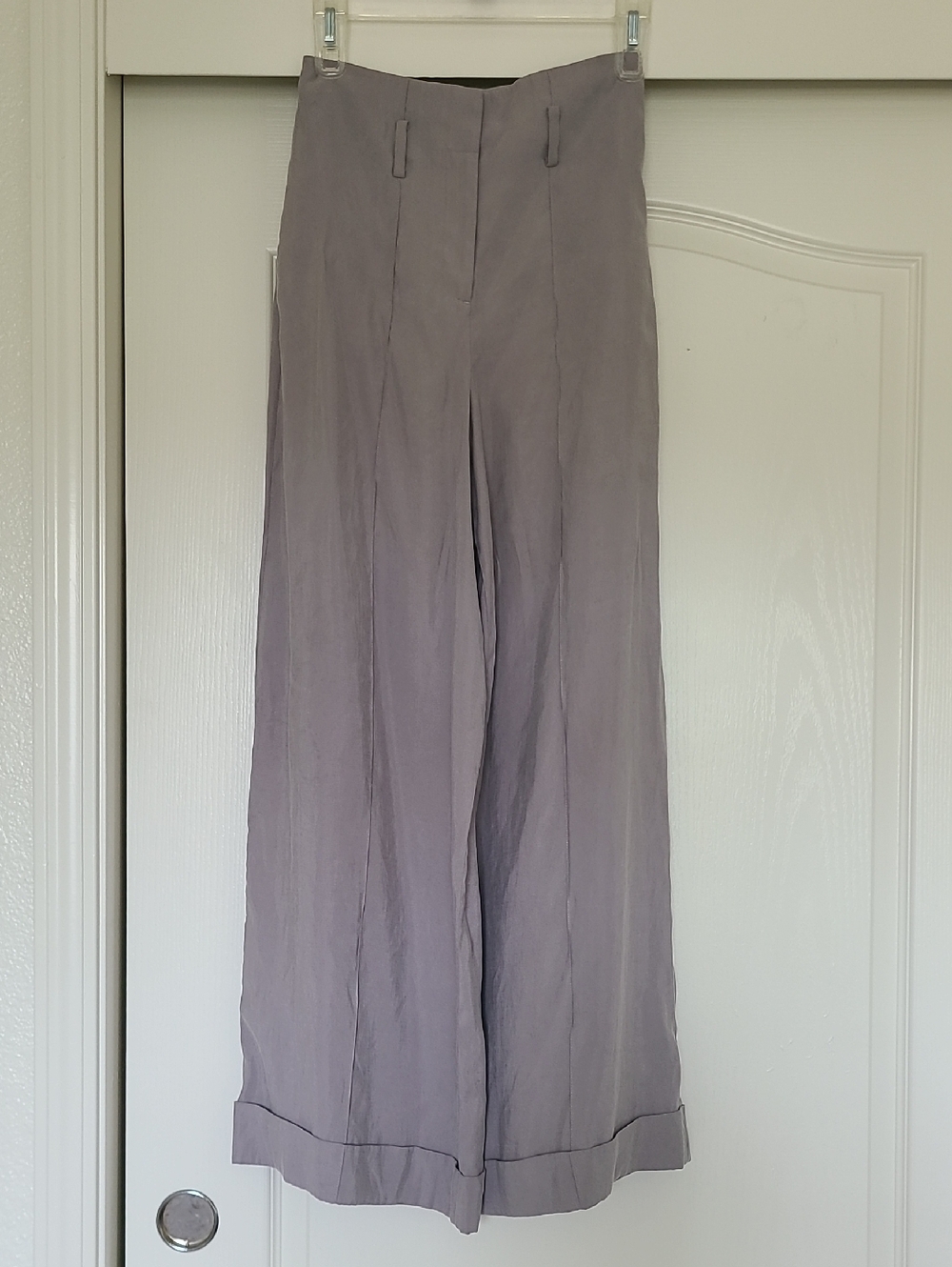 COS Pale Lavender Gray Wide Leg Pants 2 Womens Career High Waisted Business